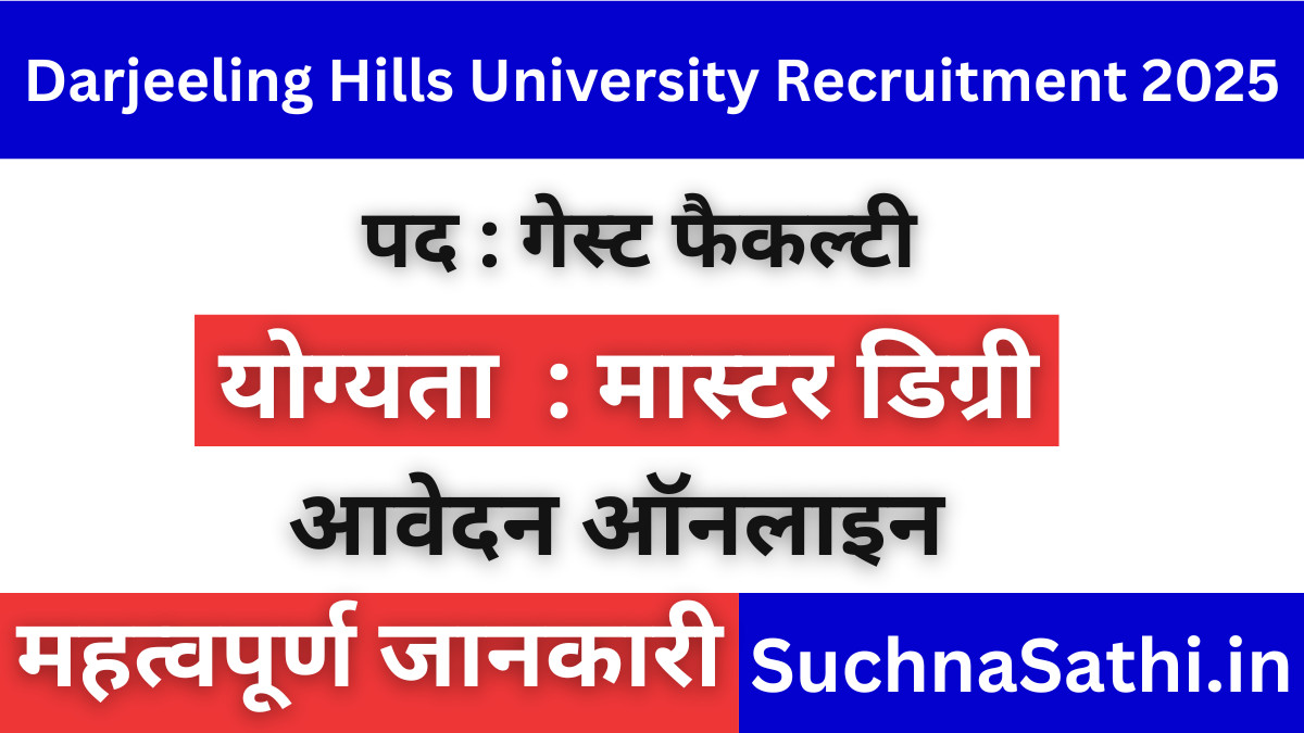 Darjeeling Hills University Recruitment 2025
